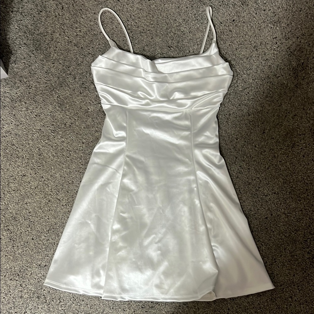White Mini Satin Dress